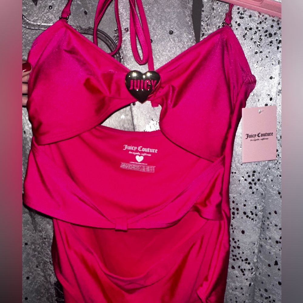 Juicy Couture pink heart one piece bathing suit